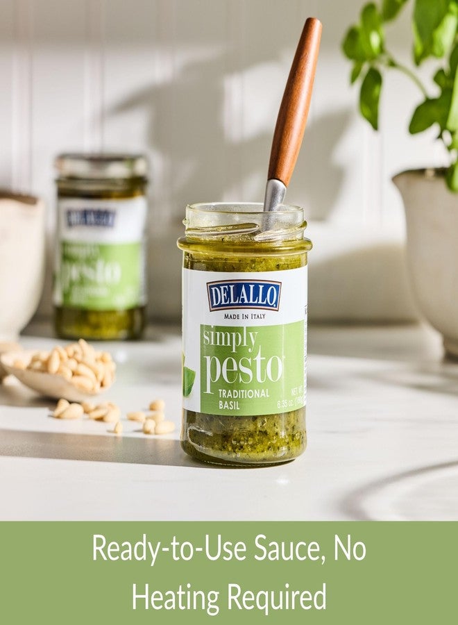 DeLallo Traditional Basil Pesto, Made in Italy, Gourmet Spread, Ready to Use Pasta Sauce, Made with Fresh Ligurian Basil, Olive Oil, Pine Nuts, and Parmesan Cheese, Non-GMO, All Natural, 6.35 oz Jar, (2 Pack) - Image 4
