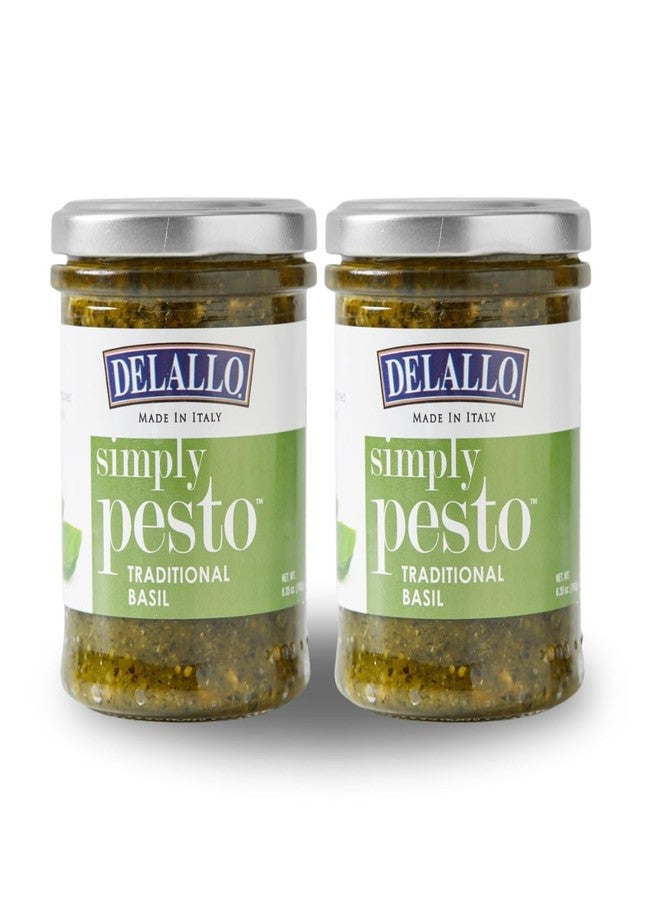 DeLallo Traditional Basil Pesto, Made in Italy, Gourmet Spread, Ready to Use Pasta Sauce, Made with Fresh Ligurian Basil, Olive Oil, Pine Nuts, and Parmesan Cheese, Non-GMO, All Natural, 6.35 oz Jar, (2 Pack) - Image 1