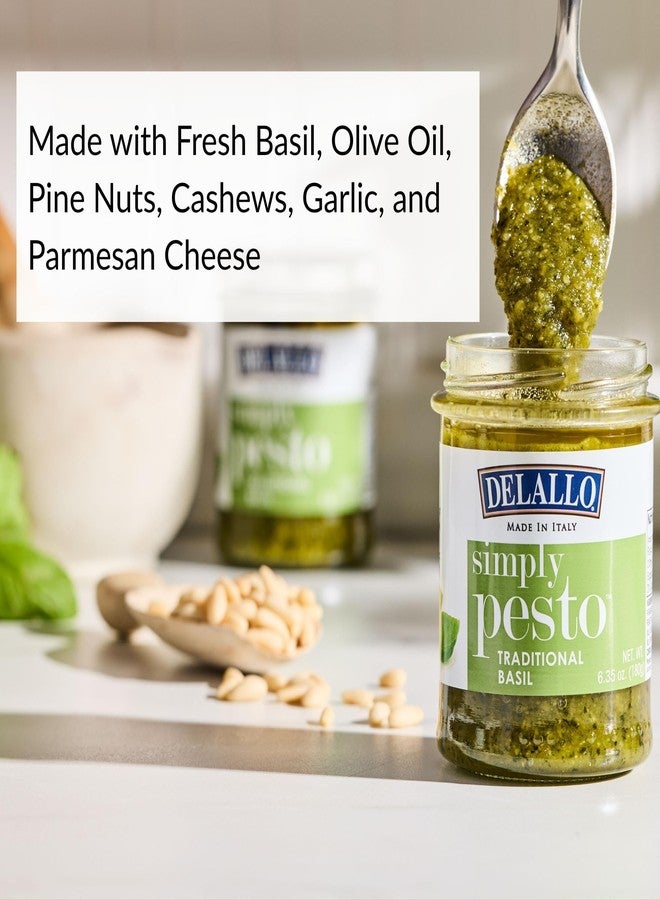 DeLallo Traditional Basil Pesto, Made in Italy, Gourmet Spread, Ready to Use Pasta Sauce, Made with Fresh Ligurian Basil, Olive Oil, Pine Nuts, and Parmesan Cheese, Non-GMO, All Natural, 6.35 oz Jar, (2 Pack) - Image 2