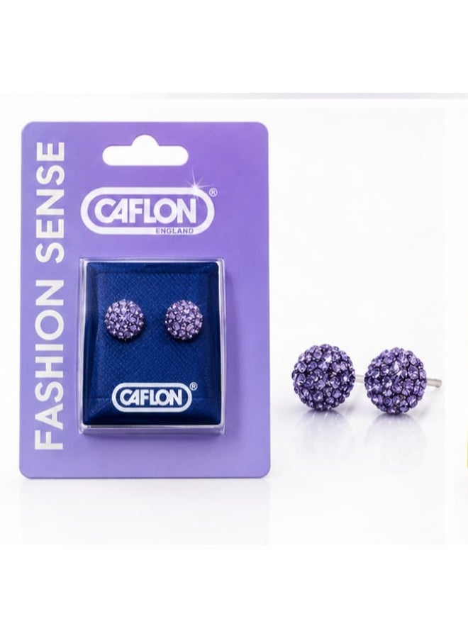 Caflon Fashio Sense medical earrings ( purple glitter ball )