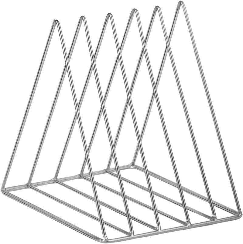 QPEY Triangle File Holder,5 Slot Metal Vinyl Record Stand Holder Magazine Newspaper Holder Photography Props for Office Home(silvery) - Image 1
