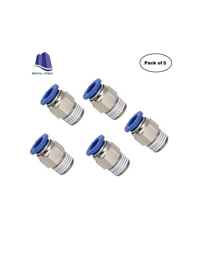 PU Pipe  Fittings Polyurethane  Pneumatic Pipe Push in to Connect Fittings Male Socket Pack of 5 6mmx1/8  - Image 2