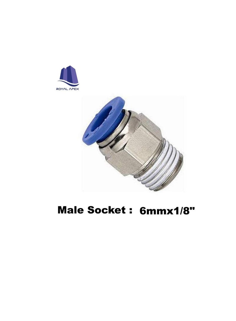 PU Pipe  Fittings Polyurethane  Pneumatic Pipe Push in to Connect Fittings Male Socket Pack of 5 6mmx1/8  - Image 3