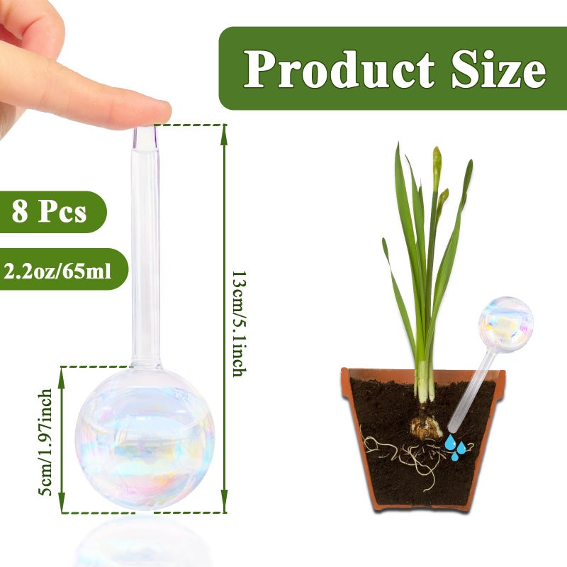Pynqdfu 8 Pcs Plant Watering Globes Glass Rainbow Gradient Plant Watering Globes Self Watering Planter Insert Automatic Plant Watering Devices For Indoor Outdoor Flowerpot Hanging Plants Home Garden - Image 2