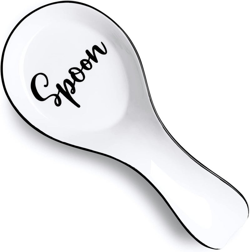 DAYYET Ceramic Spoon Rest for Stove Top, Large Spoon Holder, Spoon Rest for Kitchen Counter, Spatula Holder Utensil Rest for Ladles, Tong, Modern Kitchen Decor, White - Image 1
