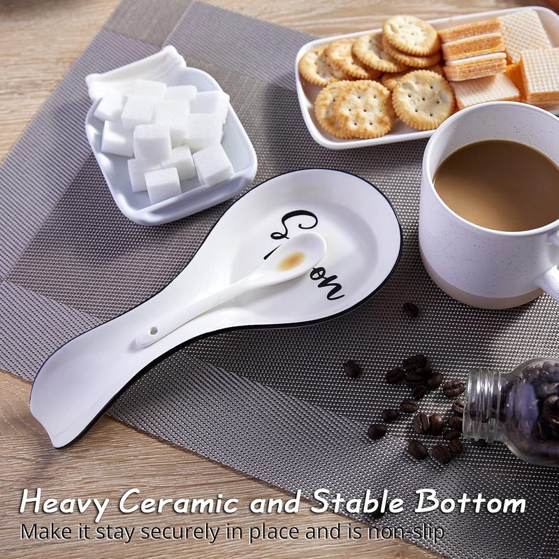 DAYYET Ceramic Spoon Rest for Stove Top, Large Spoon Holder, Spoon Rest for Kitchen Counter, Spatula Holder Utensil Rest for Ladles, Tong, Modern Kitchen Decor, White - Image 5