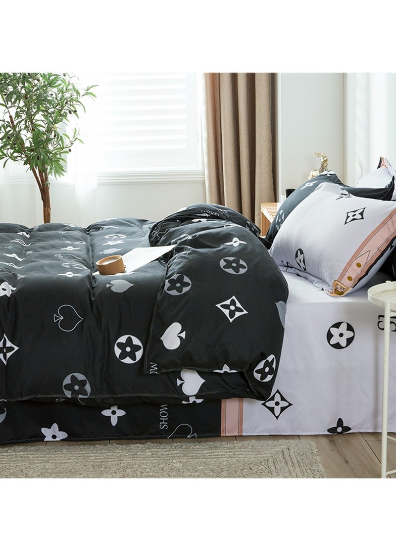 Sharpdo Four-piece bedding set microfiber soft quilt set with 1 quilt cover, 1 flat sheet and 2 pillowcases 2.2m bed（220*240cm） - Image 4