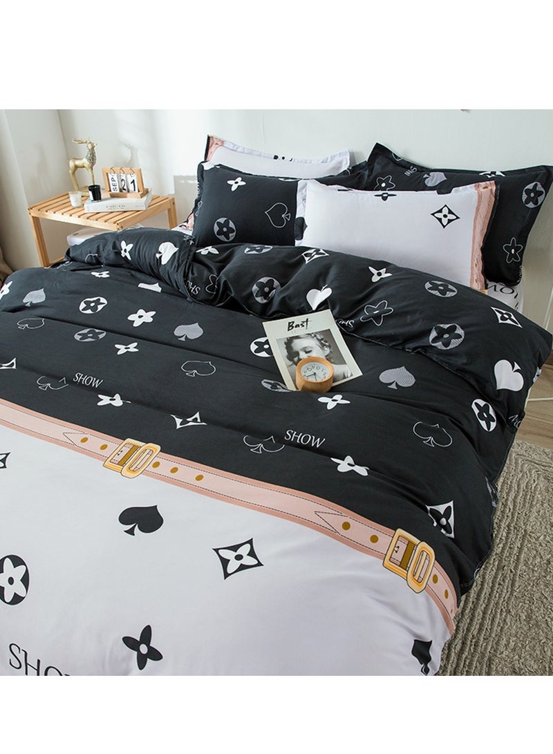 Sharpdo Four-piece bedding set microfiber soft quilt set with 1 quilt cover, 1 flat sheet and 2 pillowcases 2.2m bed（220*240cm） - Image 5