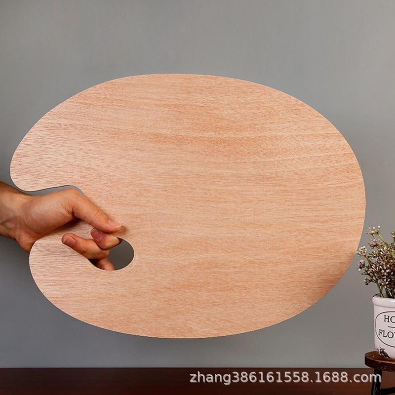 Square Wooden Palette Oval Palette Fine Arts Special Gouache Color Seal Oil Palette - Image 2