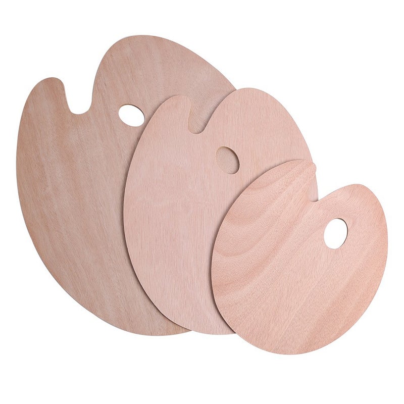 Square Wooden Palette Oval Palette Fine Arts Special Gouache Color Seal Oil Palette - Image 5