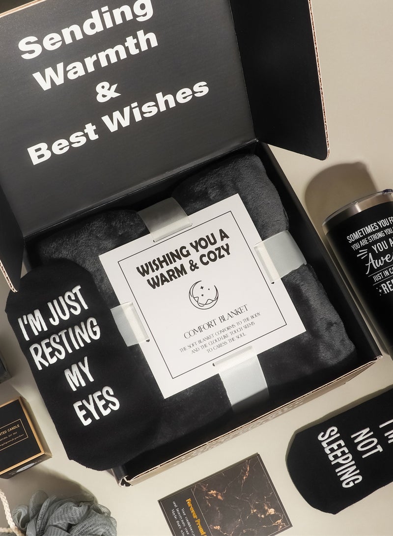 Arabest Men’s Premium Gift Set for Dad & Coworker - Black Tumbler, Lavender Candle & Plush Blanket (Father’s Day/Retirement Gift for Him) - Image 3