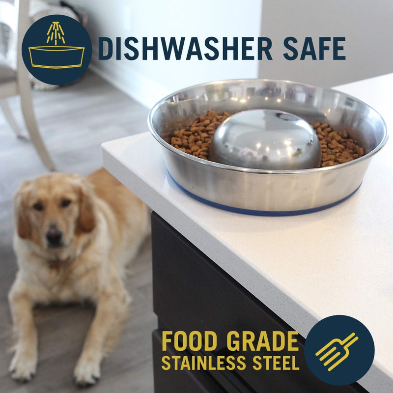 Our Pets OurPets DuraPet Slow Feed Premium Stainless Steel Dog Bowl, Silver, Small (2040010300) - Image 4