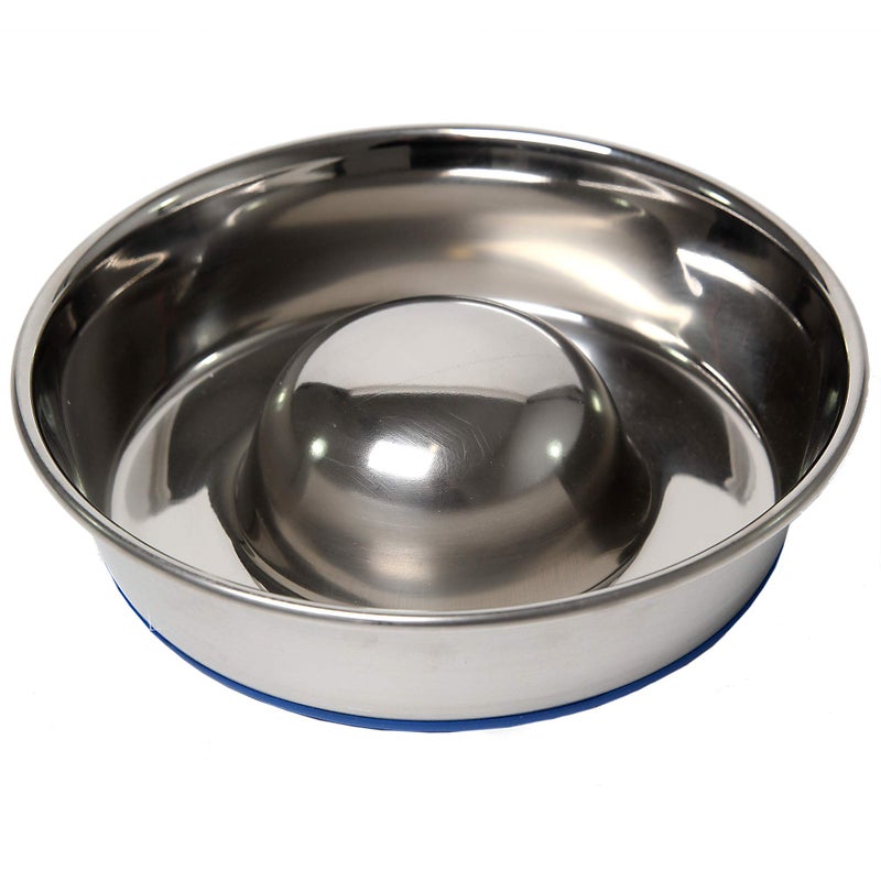 Our Pets OurPets DuraPet Slow Feed Premium Stainless Steel Dog Bowl, Silver, Small (2040010300) - Image 1