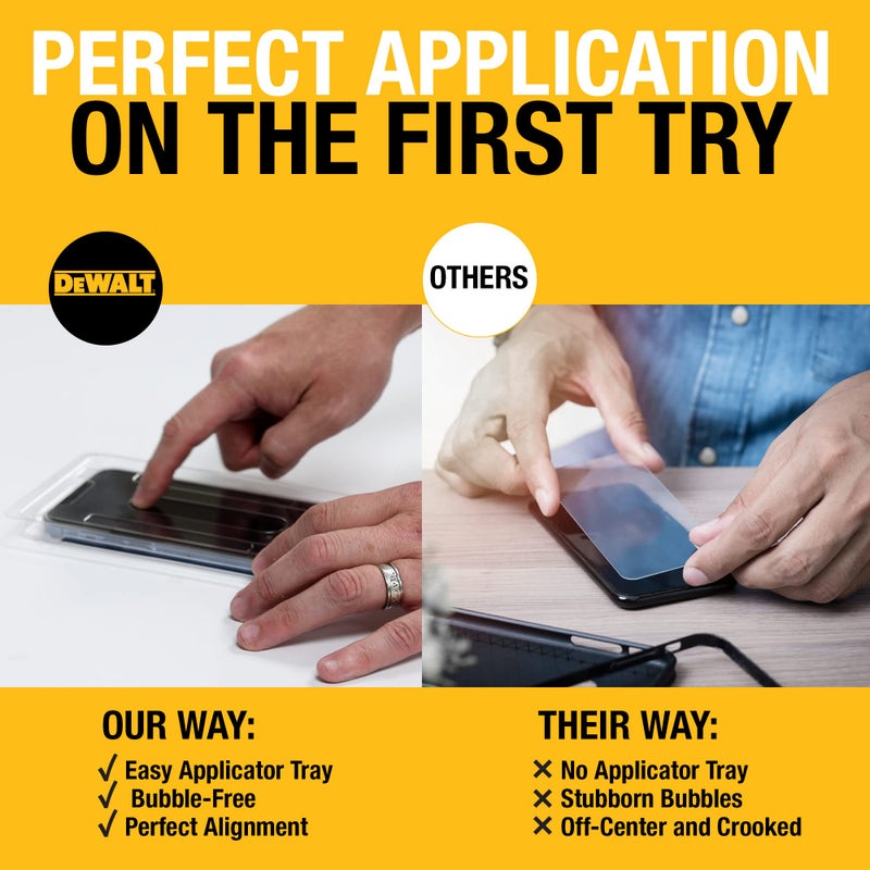 DEWALT حافظة هاتف DEWALT الثقيلة / مجموعة واقي الشاشة، حافظة مغناطيسية لجهاز iPhone 13 Pro Max، واقي شاشة زجاجي مقسى متضمن، متوافق مع MagSafe، مقاوم للصدمات والخدوش، أسود - Image 3