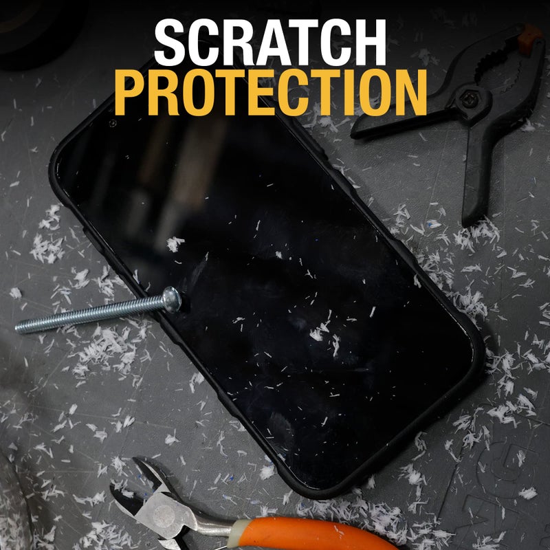 DEWALT حافظة هاتف DEWALT الثقيلة / مجموعة واقي الشاشة، حافظة مغناطيسية لجهاز iPhone 13 Pro Max، واقي شاشة زجاجي مقسى متضمن، متوافق مع MagSafe، مقاوم للصدمات والخدوش، أسود - Image 4