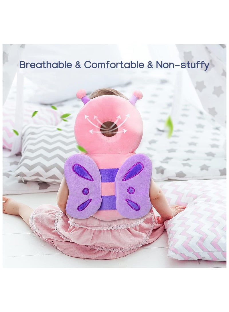 NNEWVANTE Baby Head Protection Pillow Head Protection Backpack Safety Pads Adjustable Size Baby Head Protector for 4-24 Months Toddler Baby Safety Helmet Baby Harness Baby Walking(Butterfly)  - Image 2