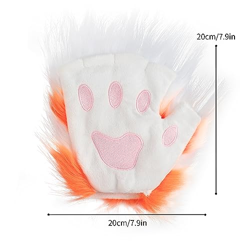JUNBOON Faux Fur Cat Ears and Wolf Fox Tail Set Adult Claw Glove Kit for Halloween Anime Cosplay Party - Image 3