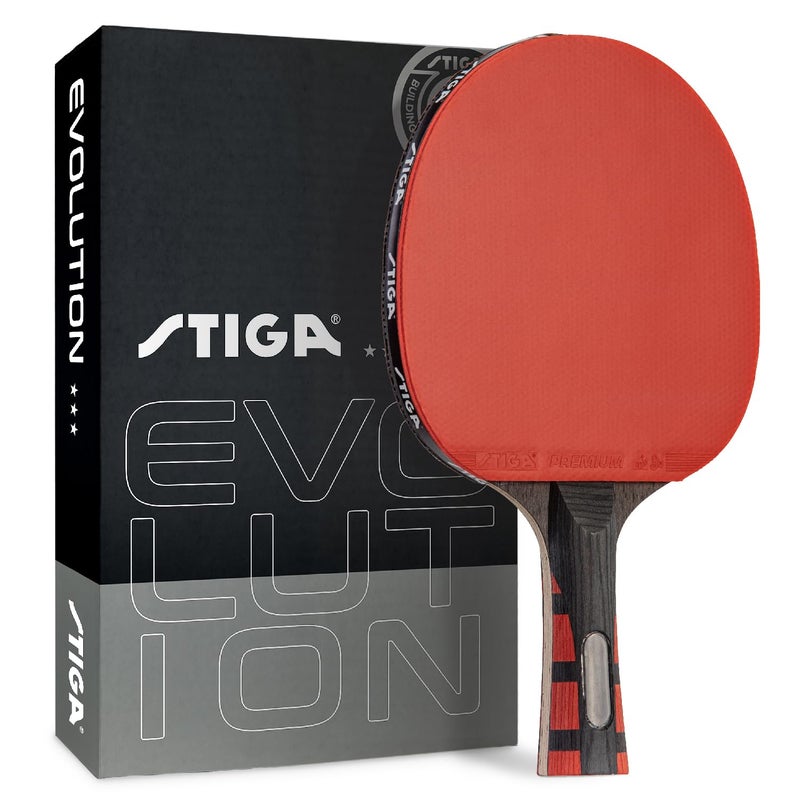 ستيجا مضرب تنس الطاولة STIGA Evolution Performance - شفرة خفيفة 6 طبقات - إسفنجة فاخرة معتمدة للبطولات بسمك 2 مم - مقبض متدرج لراحة وتحكم الجيل التالي - مضرب تنس الطاولة للأداء - Image 1