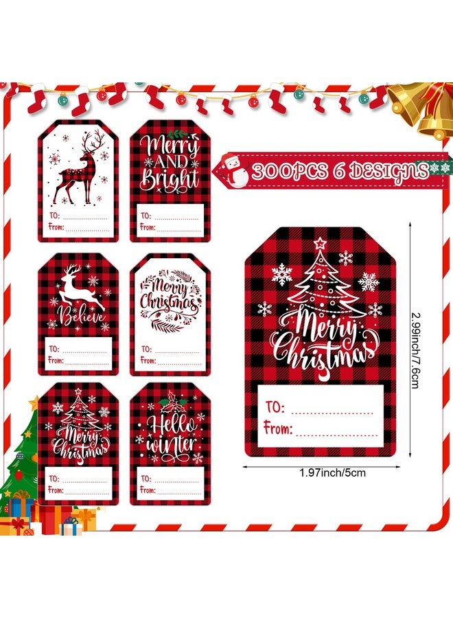 Containlol 300 Pcs Christmas Gift Tags Stickers Self Adhesive Foil Xmas Name Tag Labels Present Stickers Vintage Merry Christmas Gift Wrapping Sticker For Xmas Present Decor Holiday Party Supplies - Image 2
