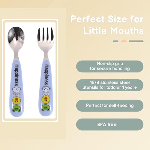 Greemito Toddler Utensils Set - BPA Free Kids Spoons and Forks - Childrens Safe Flatware Set Multi-Colour - Image 5