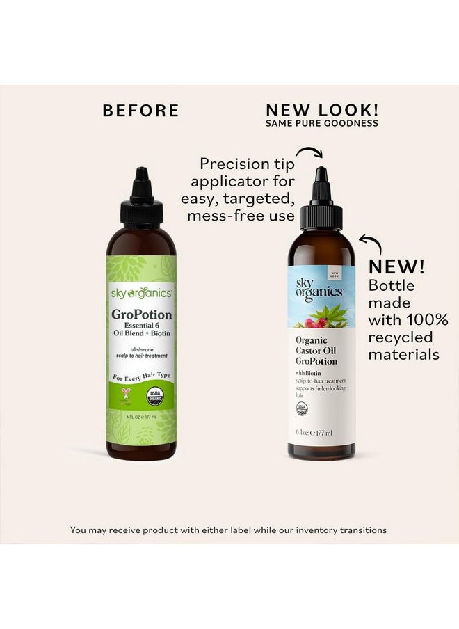 Sky Organics Organic Gropotion For Hair Usda Certified Organic To Strengthen, Lengthen & Condition, 6 Fl. Oz With Ebook 