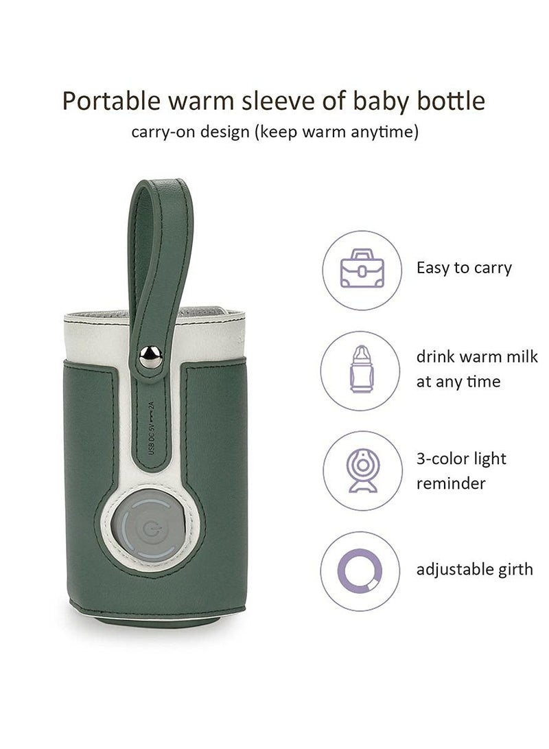 SYOSI Portable Bottle Warmer, With 3 Temperature Control, Travel Smart Insulation Milk Bottle Cover Bag, Usb Baby Bottle Warmer For Breastmilk Or Formula For Travel And Other Outdoor Activities Green - Image 2