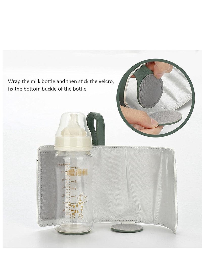 SYOSI Portable Bottle Warmer, With 3 Temperature Control, Travel Smart Insulation Milk Bottle Cover Bag, Usb Baby Bottle Warmer For Breastmilk Or Formula For Travel And Other Outdoor Activities Green - Image 4