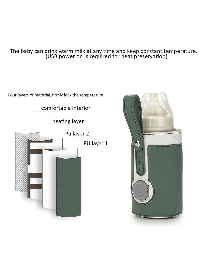 SYOSI Portable Bottle Warmer, With 3 Temperature Control, Travel Smart Insulation Milk Bottle Cover Bag, Usb Baby Bottle Warmer For Breastmilk Or Formula For Travel And Other Outdoor Activities Green - Image 5