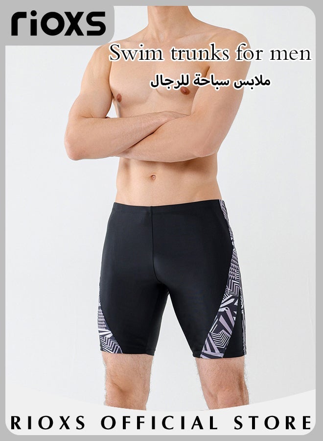 ريوكس ملابس سباحة للرجال، ملابس سباحة رجالية سريعة الجفاف، شورت سباحة على الشاطئ برباط، بدلة سباحة مطاطية، ملابس سباحة مطبوعة، ملابس سباحة قصيرة فضفاضة للرياضة لقضاء إجازة على الشاطئ، أسود - Image 3