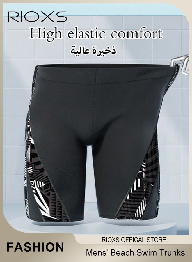 ريوكس ملابس سباحة للرجال، ملابس سباحة رجالية سريعة الجفاف، شورت سباحة على الشاطئ برباط، بدلة سباحة مطاطية، ملابس سباحة مطبوعة، ملابس سباحة قصيرة فضفاضة للرياضة لقضاء إجازة على الشاطئ، أسود - Image 2