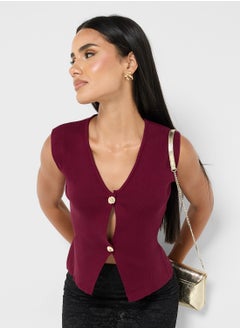 Knitted Button Down Vest