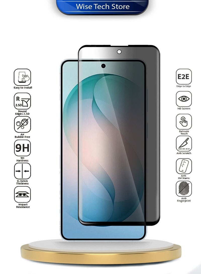 Wtech Samsung S26 Plus / S26+ 5G 2026 Premium Edge-Pro Series Privacy Full Glue Full Cover Tempered Glass Screen Protector - Clear/Black - Image 1