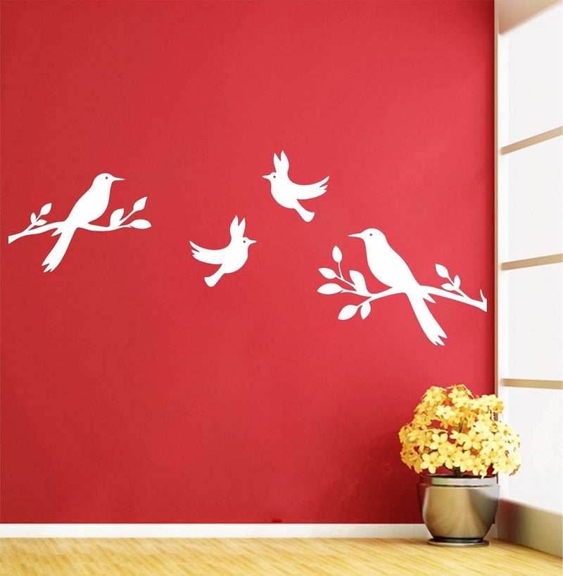 Sticker Yard Birds Wall Sticker & Decal (Color - White Matte Finish PVC Vinyl Size -119cm X 55cm) - Image 1