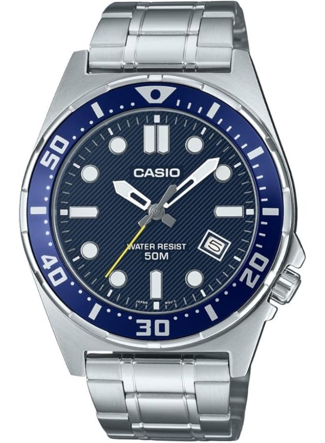 CASIO Standard Analog Men's Watch MTD‑135D‑2AVDF, 43.6 mm Blue Dial & Stainless Steel Band, Date, 50 m WR - Image 5