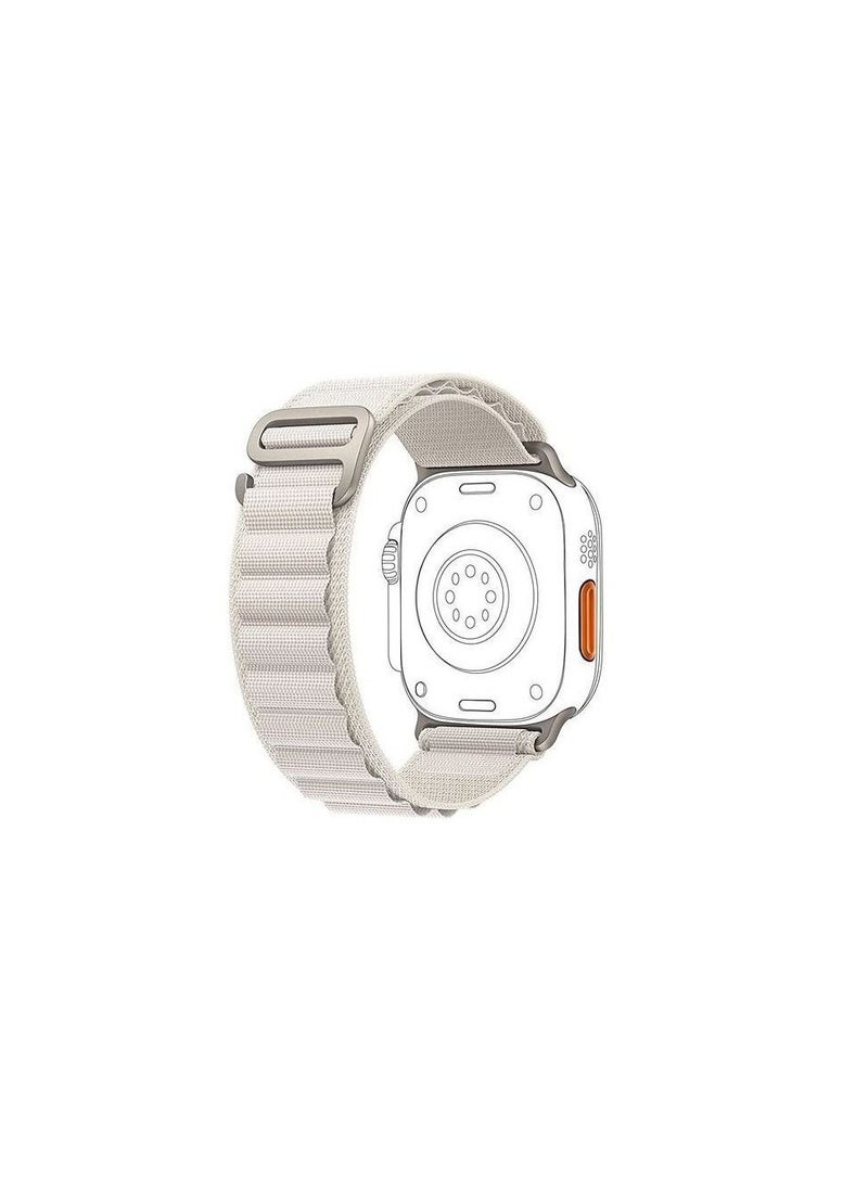 Generic Alpine Loop For Apple Watch 42/44mm Nylon Woven Ring Strap Series SE - White  - Image 1