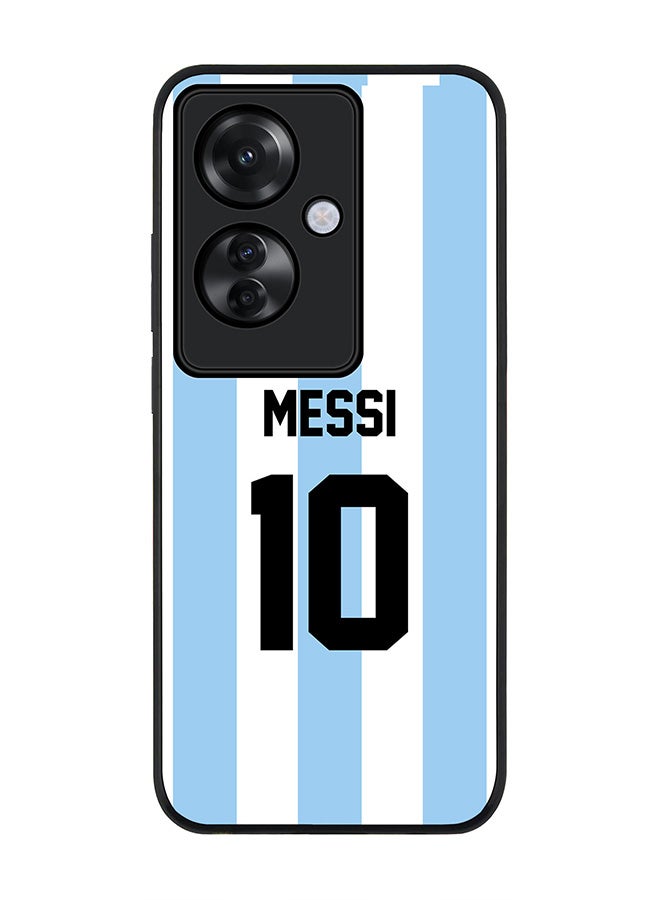 Stylizedd Rugged Black edge case for Oppo Reno11 F / Oppo F25 Pro 5G, Slim fit Flexible Anti Drop Thin Cover - Football Team - Argentina, Player Name - Messi - Image 1
