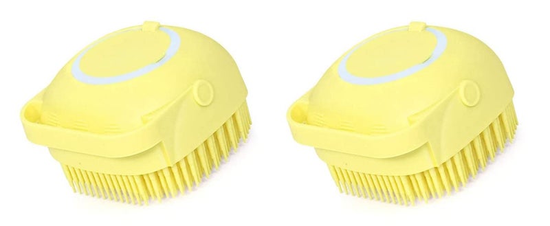Brillar Dog Bath Brush with Shampoo Container Pet Scrubber Soft Rubber Silicone Massage Brushes Comb Bathing Tool (Pack of 2) - Image 1