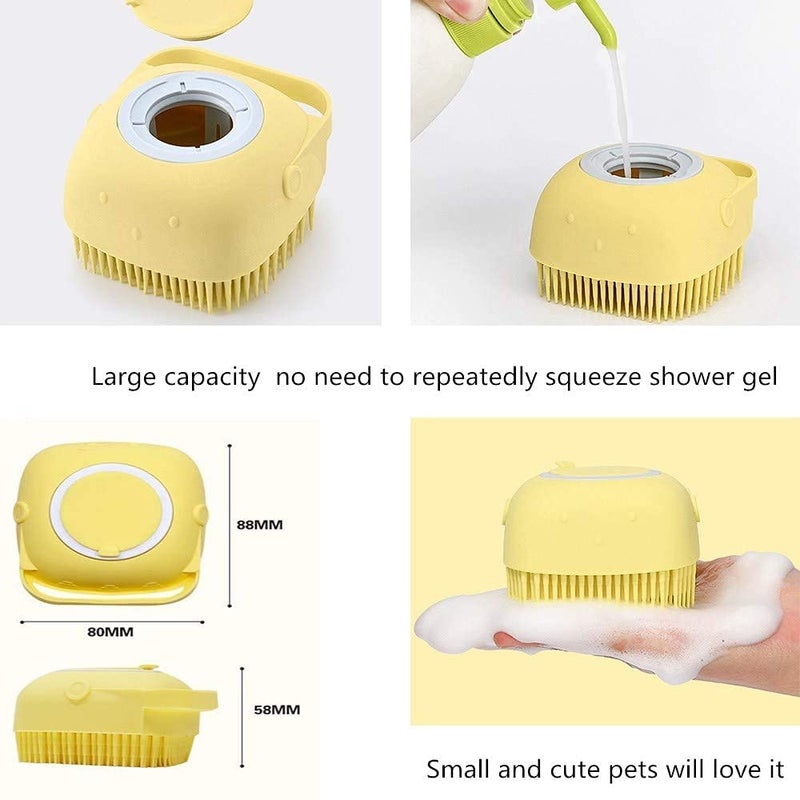 Brillar Dog Bath Brush with Shampoo Container Pet Scrubber Soft Rubber Silicone Massage Brushes Comb Bathing Tool (Pack of 2) - Image 4