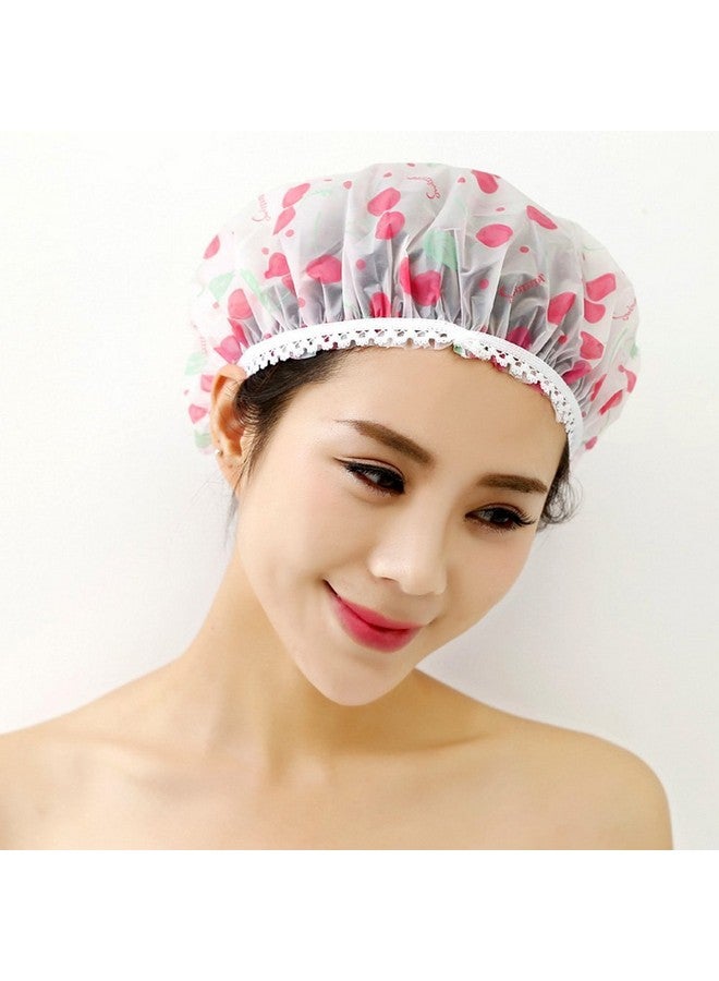 ماجنوس ديل قبعات استحمام فاخرة من الفينيل قابلة لإعادة الاستخدام، قبعة استحمام مقاومة للماء من مادة إي في إيه، صالونات التجميل للسيدات مع شريط مطاطي من الدانتيل (مقاس واحد يناسب الجميع) - أنماط ألوان جميلة متنوعة (مجموعة من 6 قطع) - Image 2