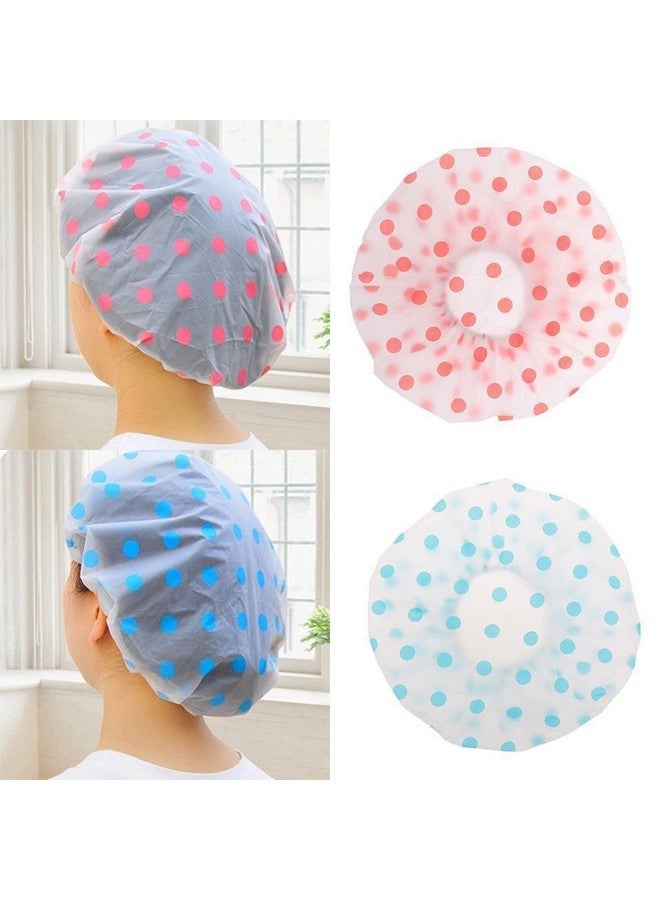 ماجنوس ديل قبعات استحمام فاخرة من الفينيل قابلة لإعادة الاستخدام، قبعة استحمام مقاومة للماء من مادة إي في إيه، صالونات التجميل للسيدات مع شريط مطاطي من الدانتيل (مقاس واحد يناسب الجميع) - أنماط ألوان جميلة متنوعة (مجموعة من 6 قطع) - Image 4