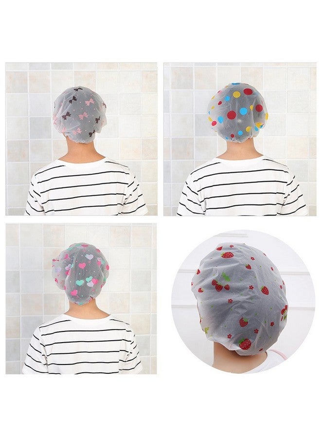 ماجنوس ديل قبعات استحمام فاخرة من الفينيل قابلة لإعادة الاستخدام، قبعة استحمام مقاومة للماء من مادة إي في إيه، صالونات التجميل للسيدات مع شريط مطاطي من الدانتيل (مقاس واحد يناسب الجميع) - أنماط ألوان جميلة متنوعة (مجموعة من 6 قطع) - Image 5
