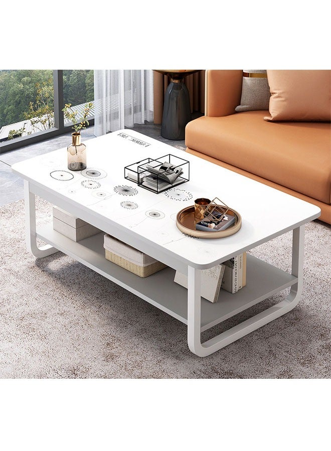 keke White Marble finish Top 2 Tier Modern Living Room Home Sofa Table 100 Cm - Image 3