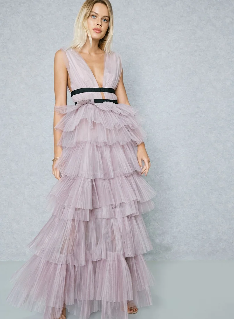 True Decadence Contrast Detail Prom Dress