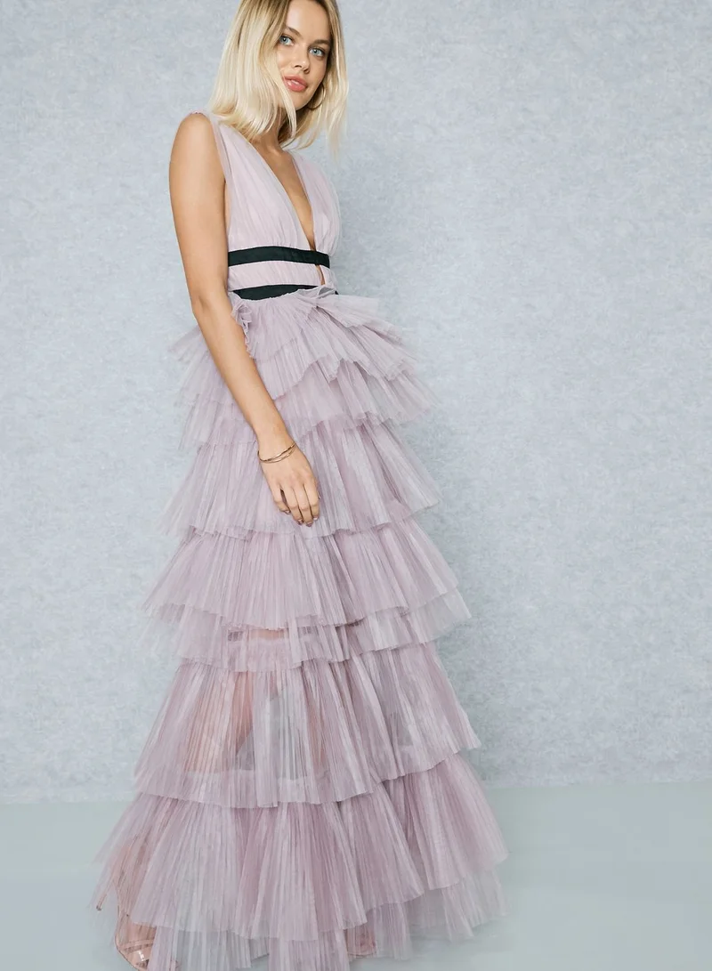 True Decadence Contrast Detail Prom Dress