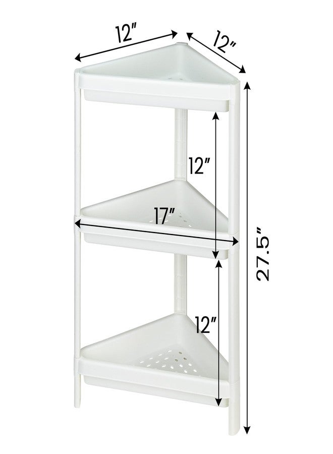 DecorRack 3 Tier Shower Caddy Organizer Corner Shelf, Plastic Shower Rack Stands for Inside Bathroom, Bathtub, White - Image 2