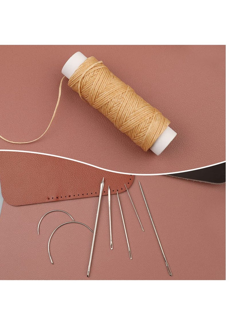 Cobest 32 Yards Waxed Thread with 7 pcs Leather Hand Sewing Needles, 150D Flat Sewing Waxed Thread and Leather Repair Needles for Home Upholstery Carpet Leather Sewing Waxed Thread Cord Leather Craft DIY - Image 2