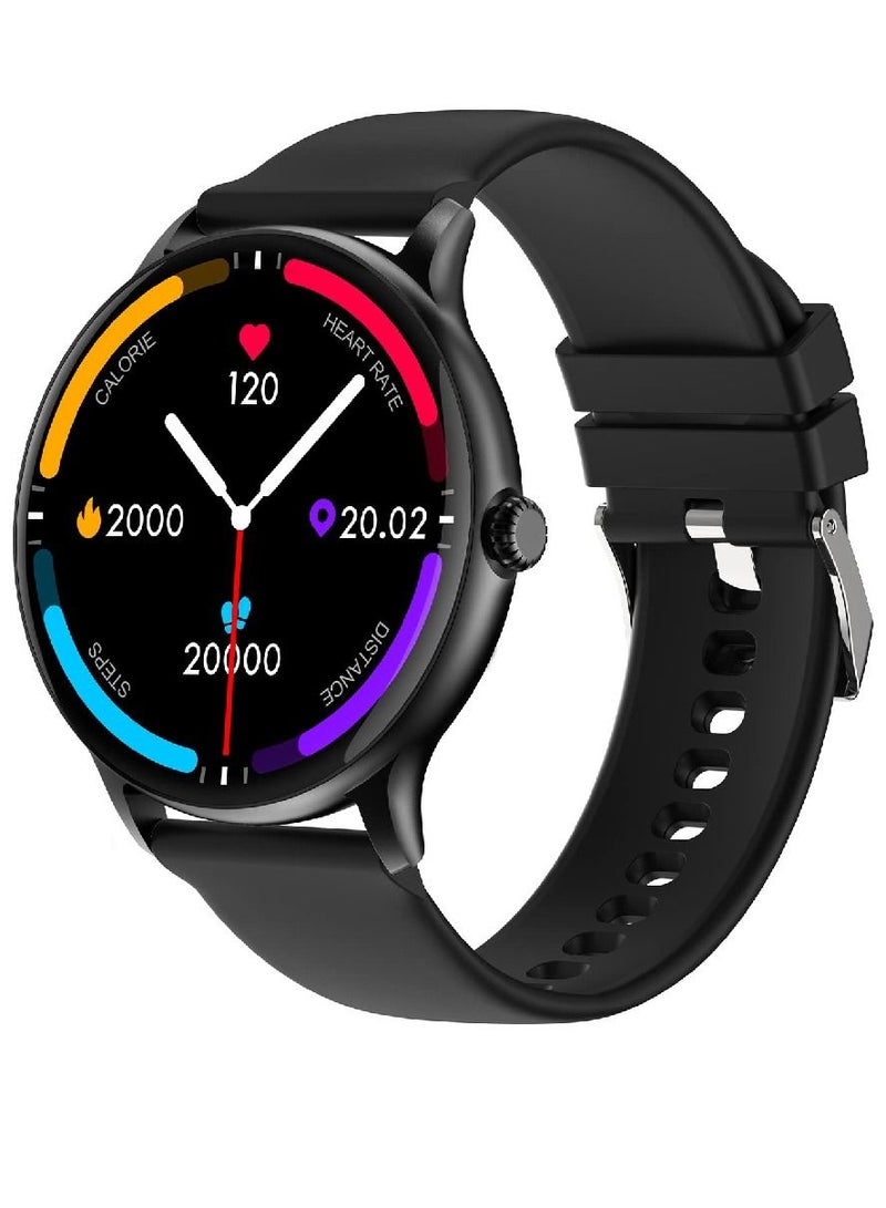 Zoom Plus Bluetooth Calling Round Dial Full Touch Multi-Function Smartwatch For Men & Women Black - Image 1