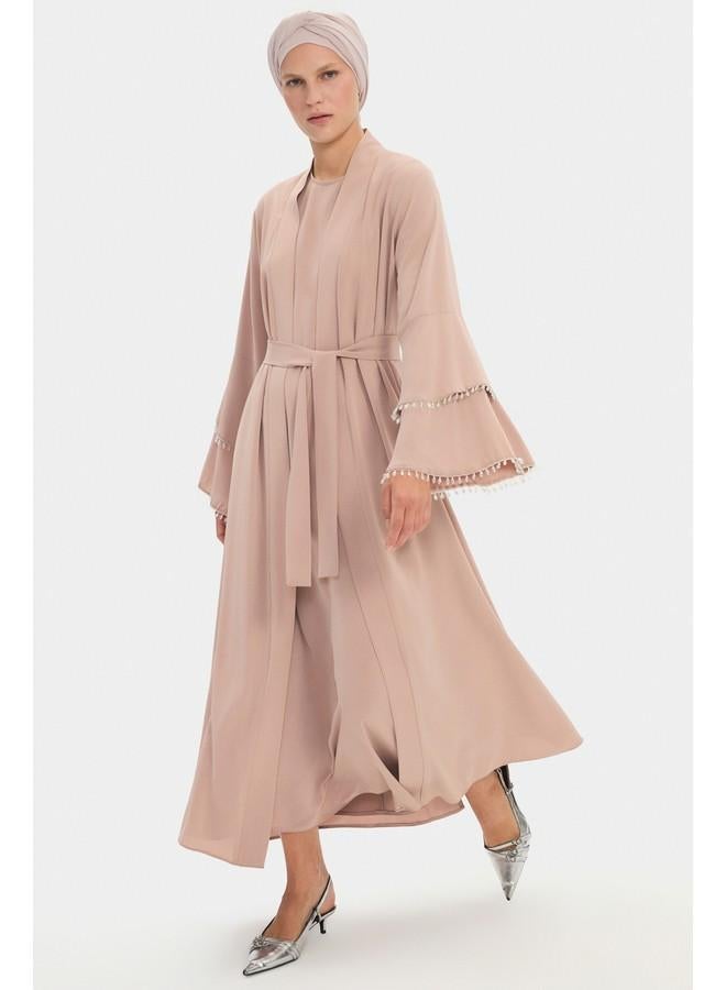 جون عباية نسائية بتفاصيل حجرية من جوني - بيج - Image 2