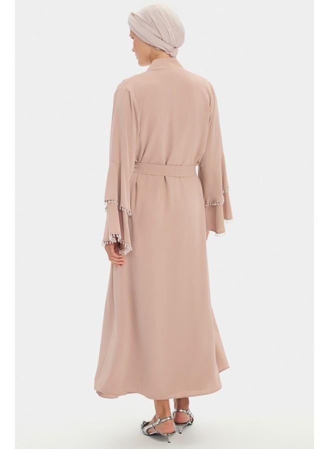 جون عباية نسائية بتفاصيل حجرية من جوني - بيج - Image 4