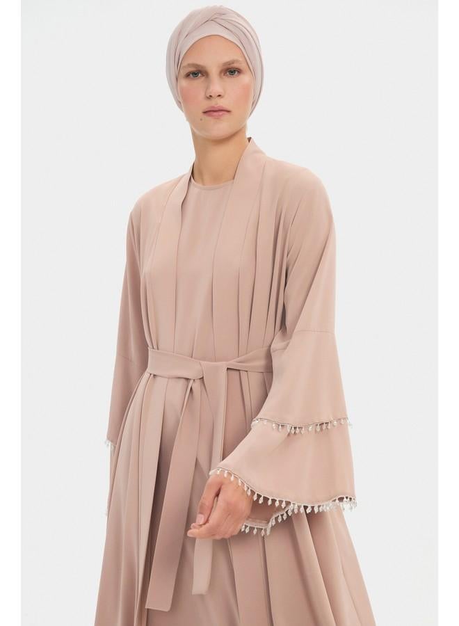 جون عباية نسائية بتفاصيل حجرية من جوني - بيج - Image 3